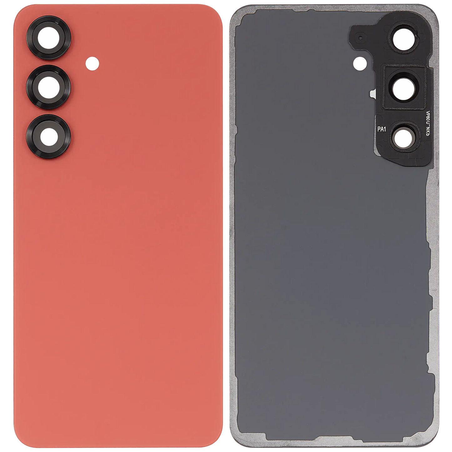 Back Cover Glass With Camera Lens For Samsung Galaxy S25 5G (No Logo) (Aftermarket Plus) (Coral Red)