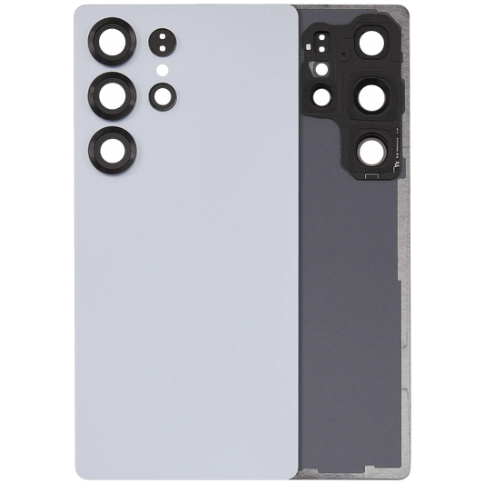 Back Cover Glass With Camera Lens For Samsung Galaxy S25 Ultra 5G (No Logo) (Aftermarket Plus) (Titanium Silver Blue)