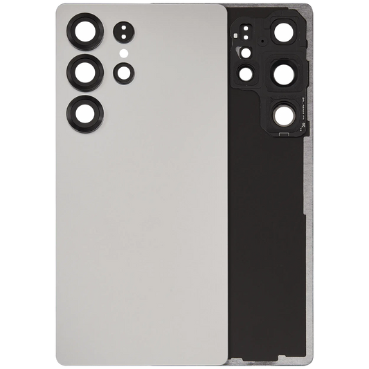 Back Cover Glass With Camera Lens For Samsung Galaxy S25 Ultra 5G (No Logo) (Aftermarket Plus) (Titanium White Silver)