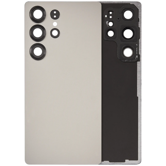 Back Cover Glass With Camera Lens For Samsung Galaxy S25 Ultra 5G (No Logo) (Aftermarket Plus) (Titanium Gray)