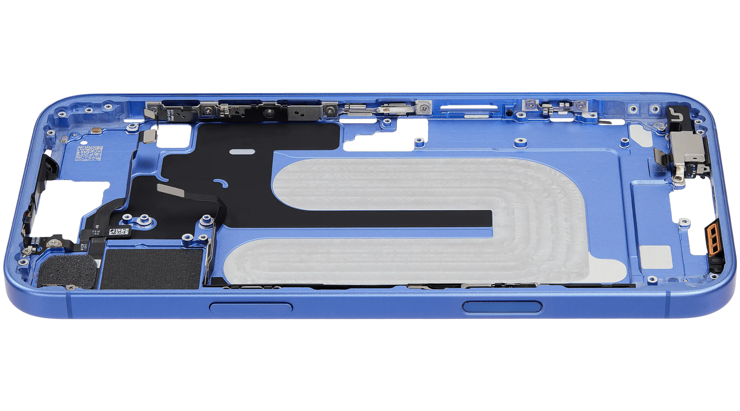 Mid-Frame Housing W/ Small Parts For iPhone 16 Plus (EU / Global Version) (Used OEM Pull: Grade A) (Ultramarine)