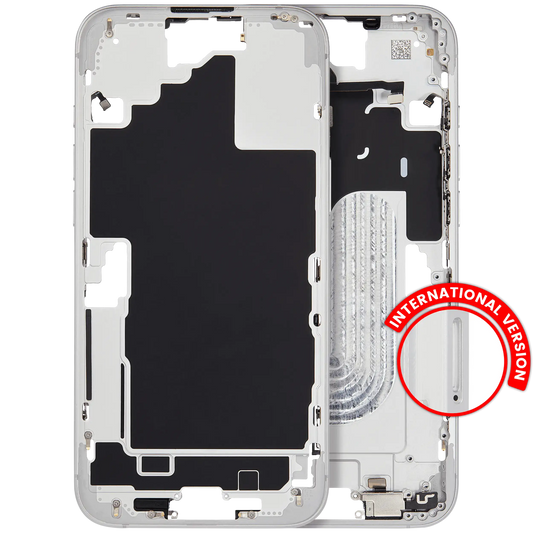 Mid-Frame Housing W/ Small Parts For iPhone 16 Plus (EU / Global Version) (Used OEM Pull: Grade A) (White)