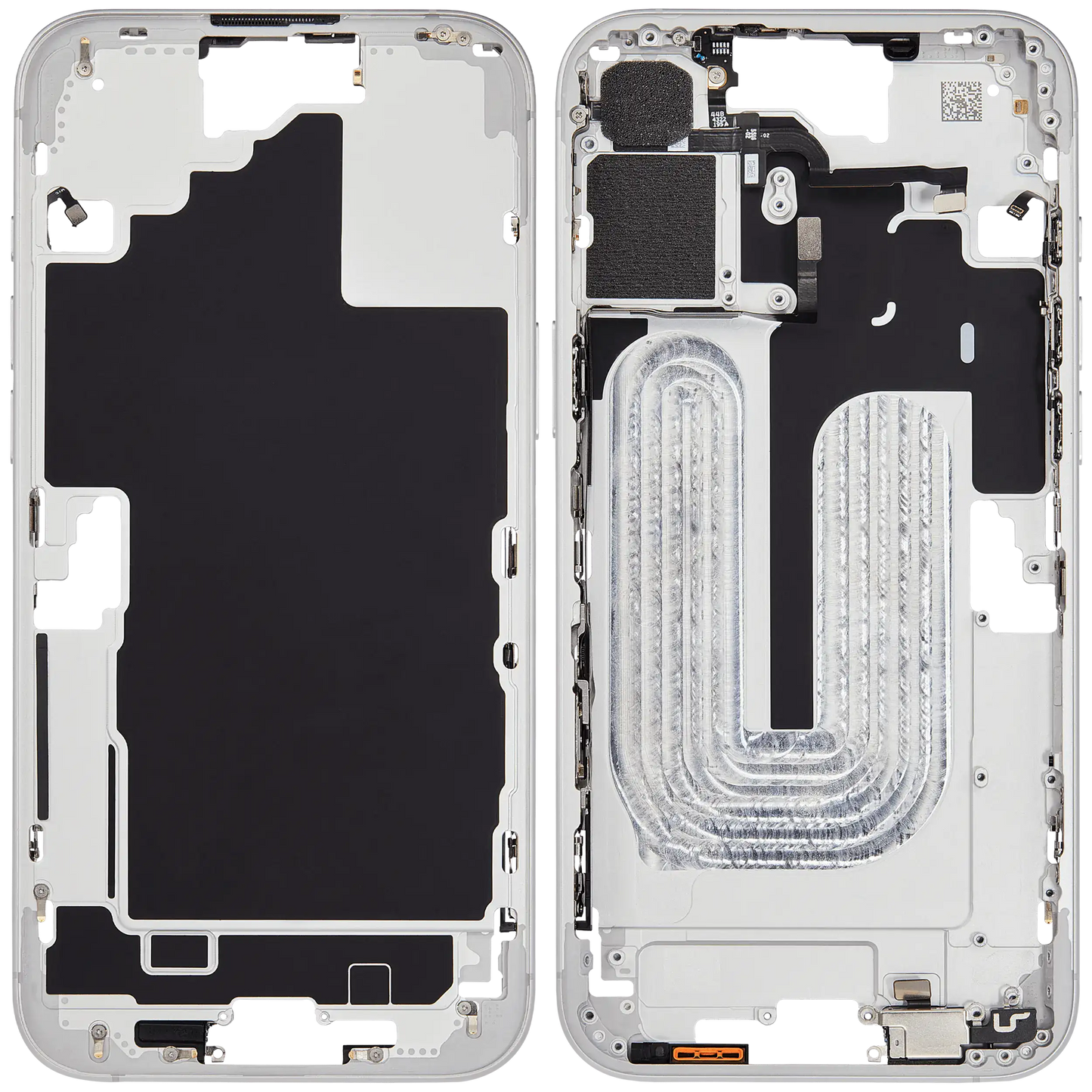 Mid-Frame Housing W/ Small Parts For iPhone 16 Plus (EU / Global Version) (Used OEM Pull: Grade A) (White)
