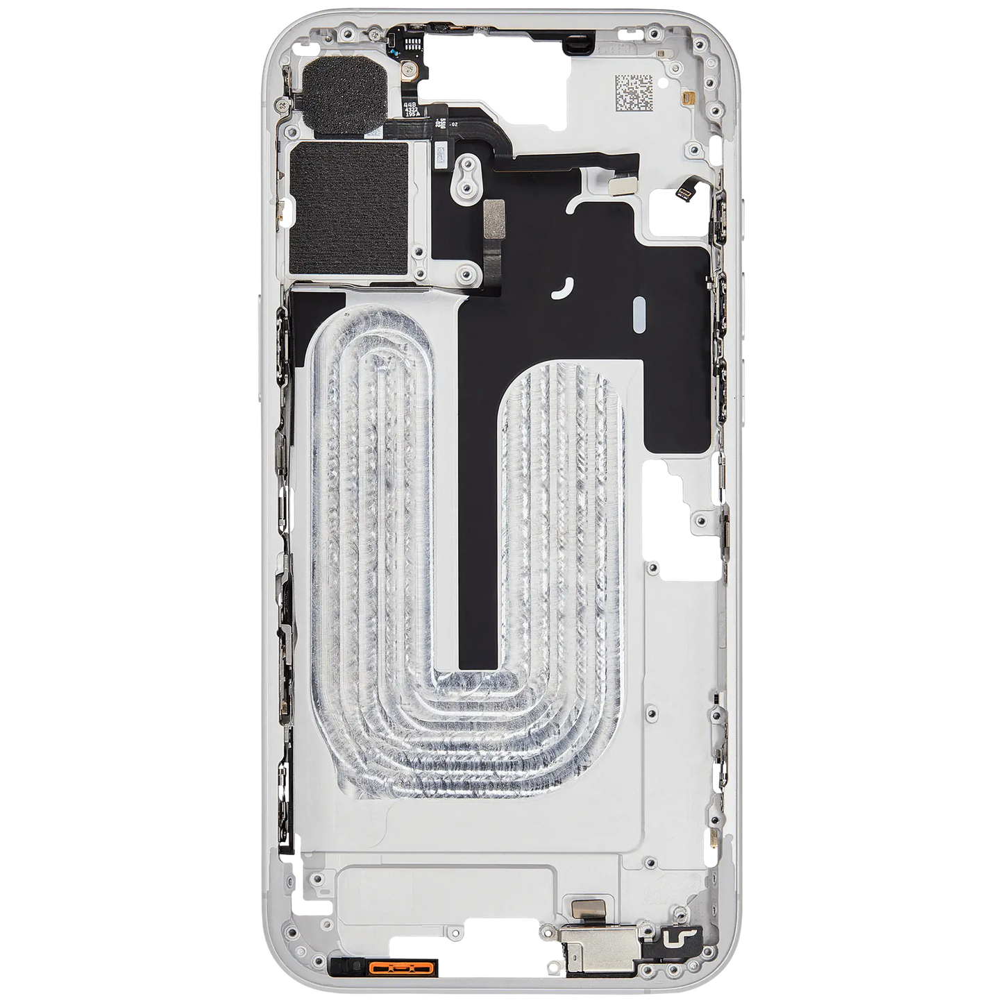 Mid-Frame Housing W/ Small Parts For iPhone 16 Plus (EU / Global Version) (Used OEM Pull: Grade A) (White)