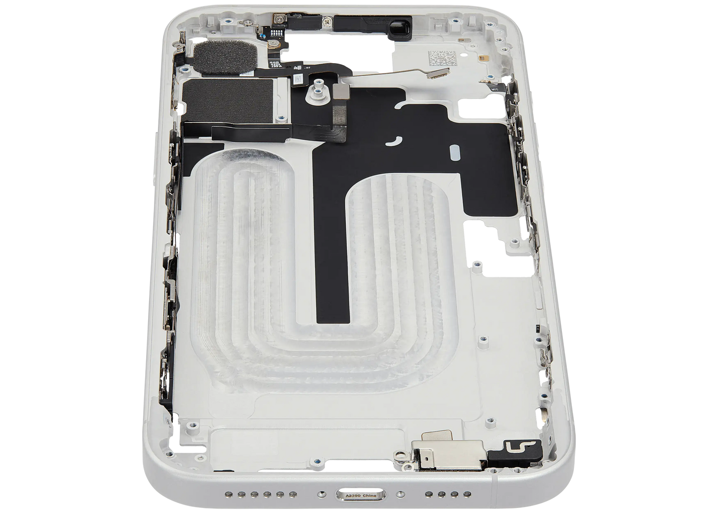 Mid-Frame Housing W/ Small Parts For iPhone 16 Plus (EU / Global Version) (Used OEM Pull: Grade A) (White)