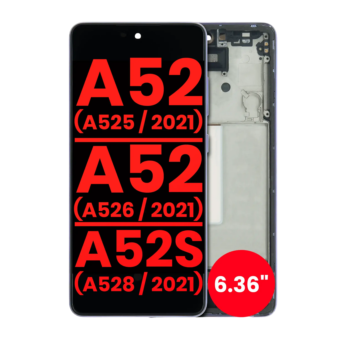 OLED Assembly With Frame For Samsung Galaxy A52 4G (A525 / 2021) / A52 5G (A526 / 2021) / A52S 5G (A528 / 2021) (6.36") (Aftermarket Plus) (Awesome Vi - product image 1