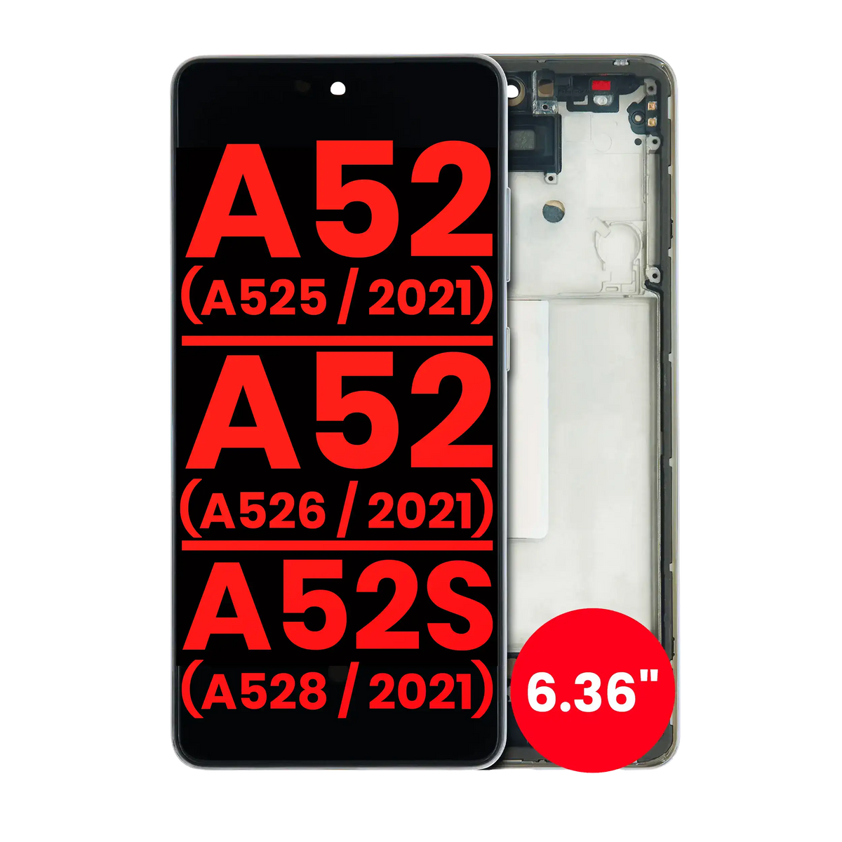 OLED Assembly With Frame For Samsung Galaxy A52 4G (A525 / 2021) / A52 5G (A526 / 2021) / A52S 5G (A528 / 2021) (6.36") (Aftermarket Plus) (Awesome Wh - product image 1