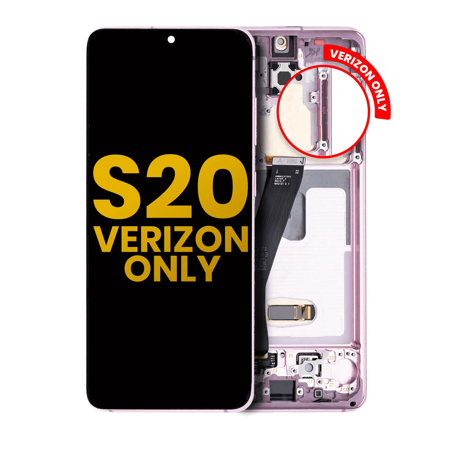 OLED Assembly With Frame For Samsung Galaxy S20 5G (Verizon 5G UW Frame Only) (Refurbished) (Cloud Pink)