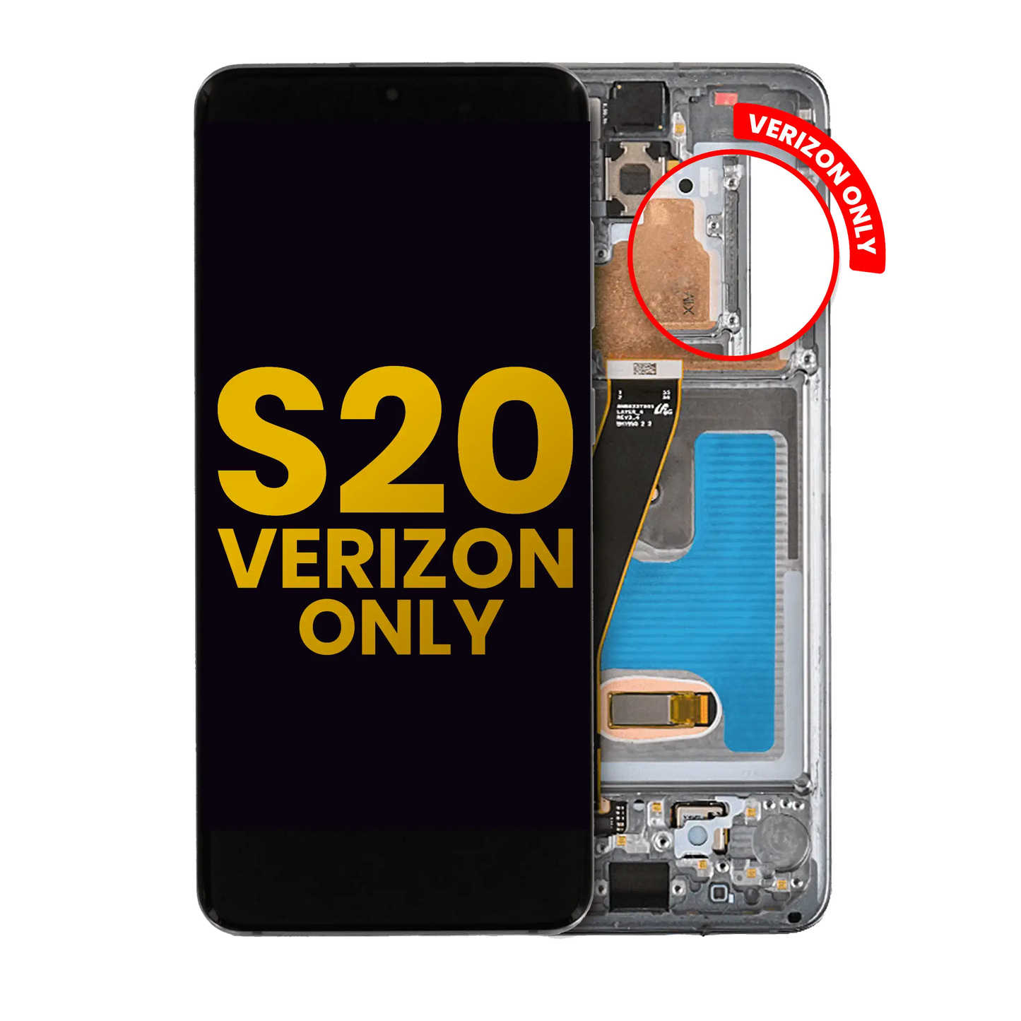 OLED Assembly With Frame For Samsung Galaxy S20 5G (Verizon 5G UW Frame Only) (Refurbished) (Cosmic Black)