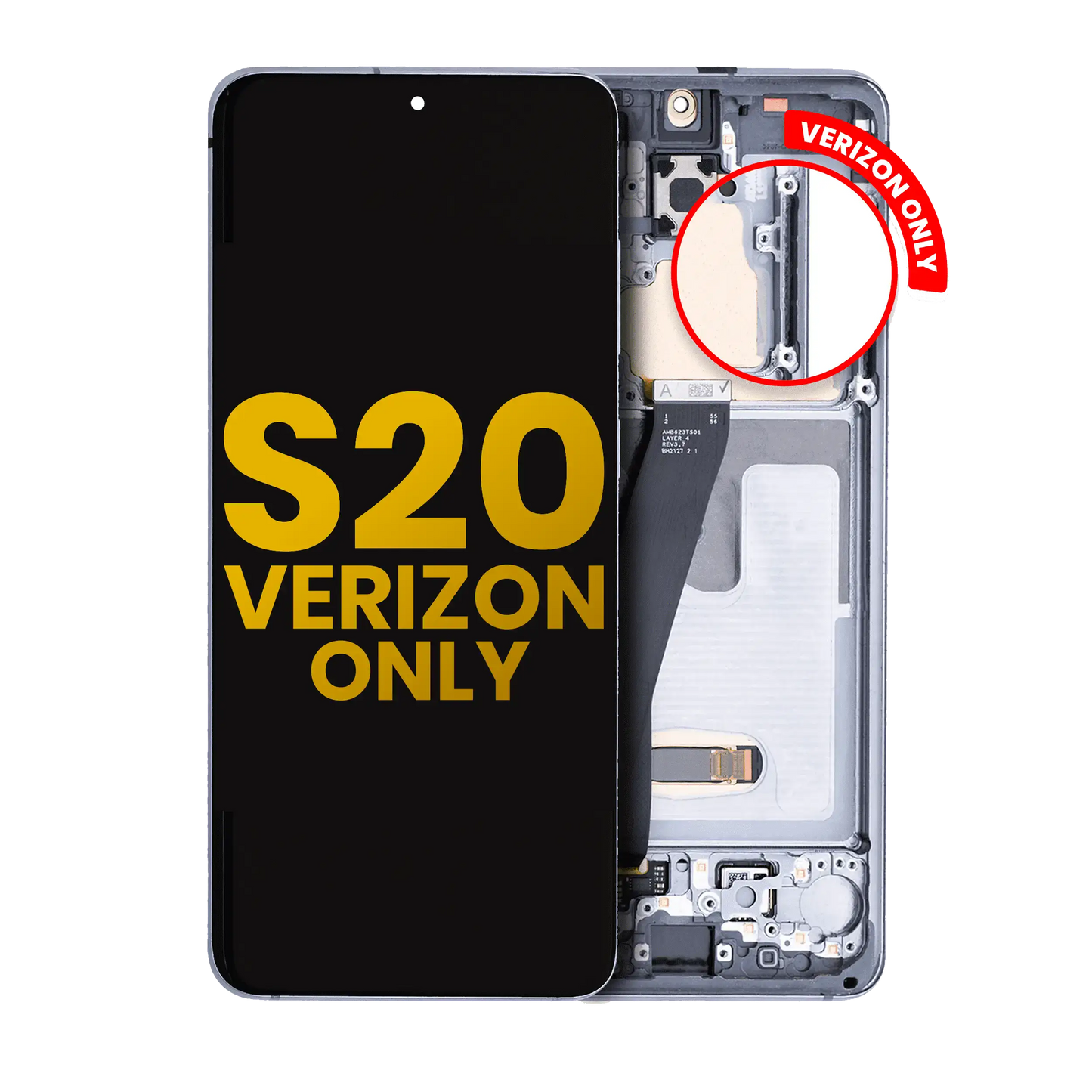 OLED Assembly With Frame For Samsung Galaxy S20 5G (Verizon 5G UW Frame Only) (Refurbished) (Cosmic Gray)