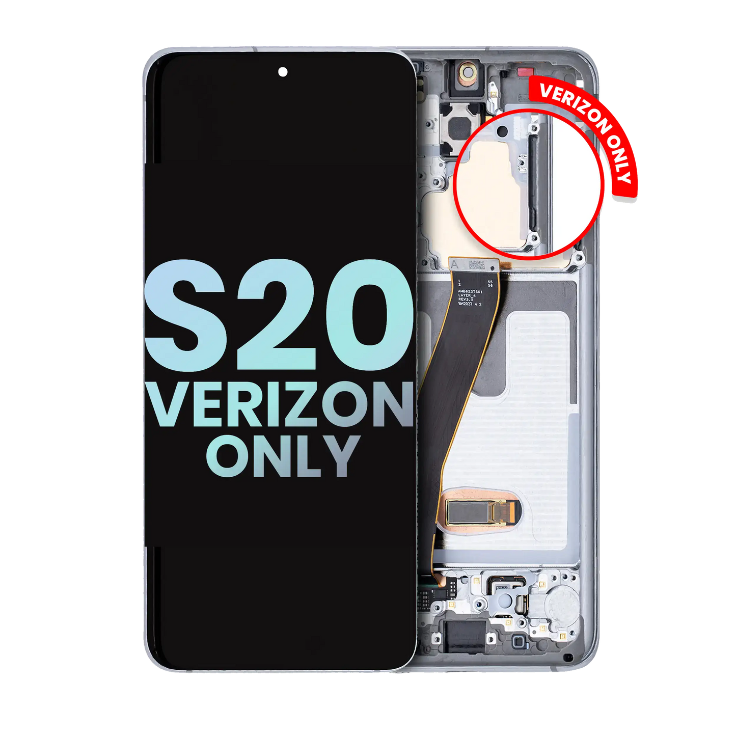OLED Assembly With Frame For Samsung Galaxy S20 5G (Verizon 5G UW Frame Only) (Service Pack) (Cloud White)