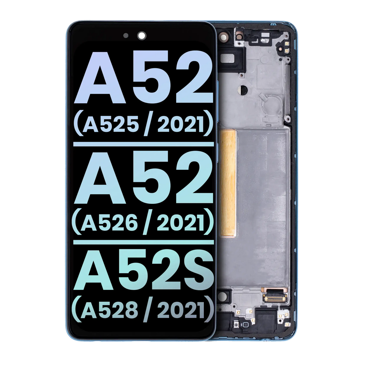 OLED Assembly With Frame For Samsung Galaxy A52 4G (A525 / 2021) / A52 5G (A526 / 2021) / A52S 5G (A528 / 2021) (Service Pack) (Awesome Blue) - product image 1