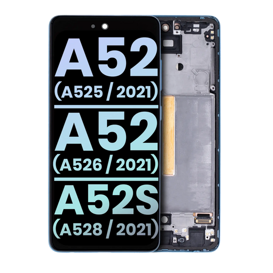 OLED Assembly With Frame For Samsung Galaxy A52 4G (A525 / 2021) / A52 5G (A526 / 2021) / A52S 5G (A528 / 2021) (Service Pack) (Awesome Blue) - product image 1