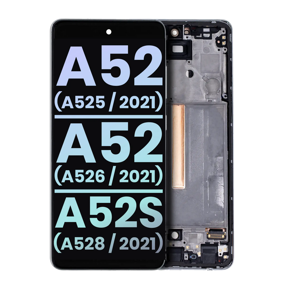 OLED Assembly With Frame For Samsung Galaxy A52 4G (A525 / 2021) / A52 5G (A526 / 2021) / A52S 5G (A528 / 2021) (Service Pack) (Awesome White) - product image 1