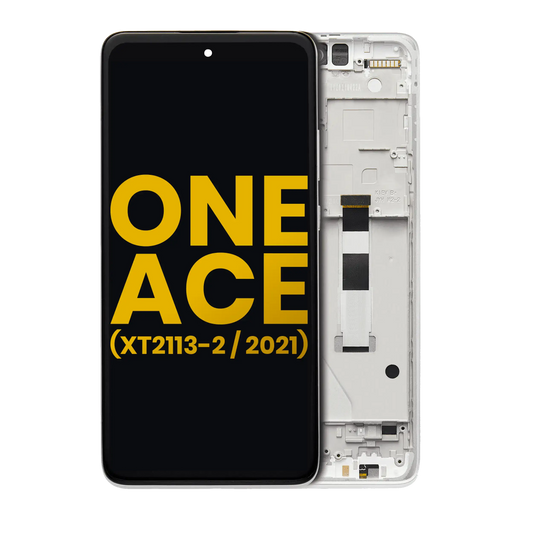 LCD Assembly With Frame For Motorola One 5G Ace (XT2113-2 / 2021) (Refurbished) (Frosted Silver) - Motorola replacement part - product image 1 - SKU 107082085704