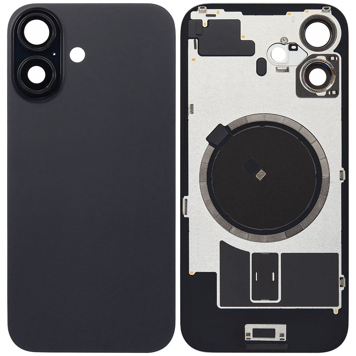 Back Glass w/ MagSafe Magnet For iPhone 16 (Aftermarket) (Black) (No Logo)
