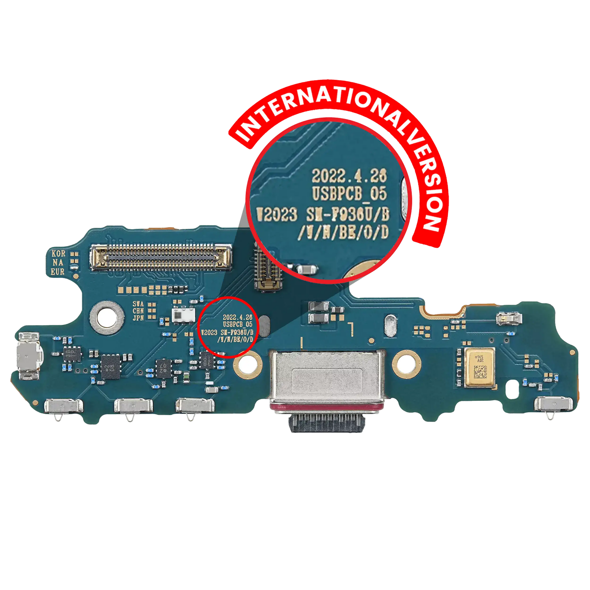 Charging Port Board For Samsung Galaxy Z Fold 4 (F936B) (International Version) (Premium) side angle