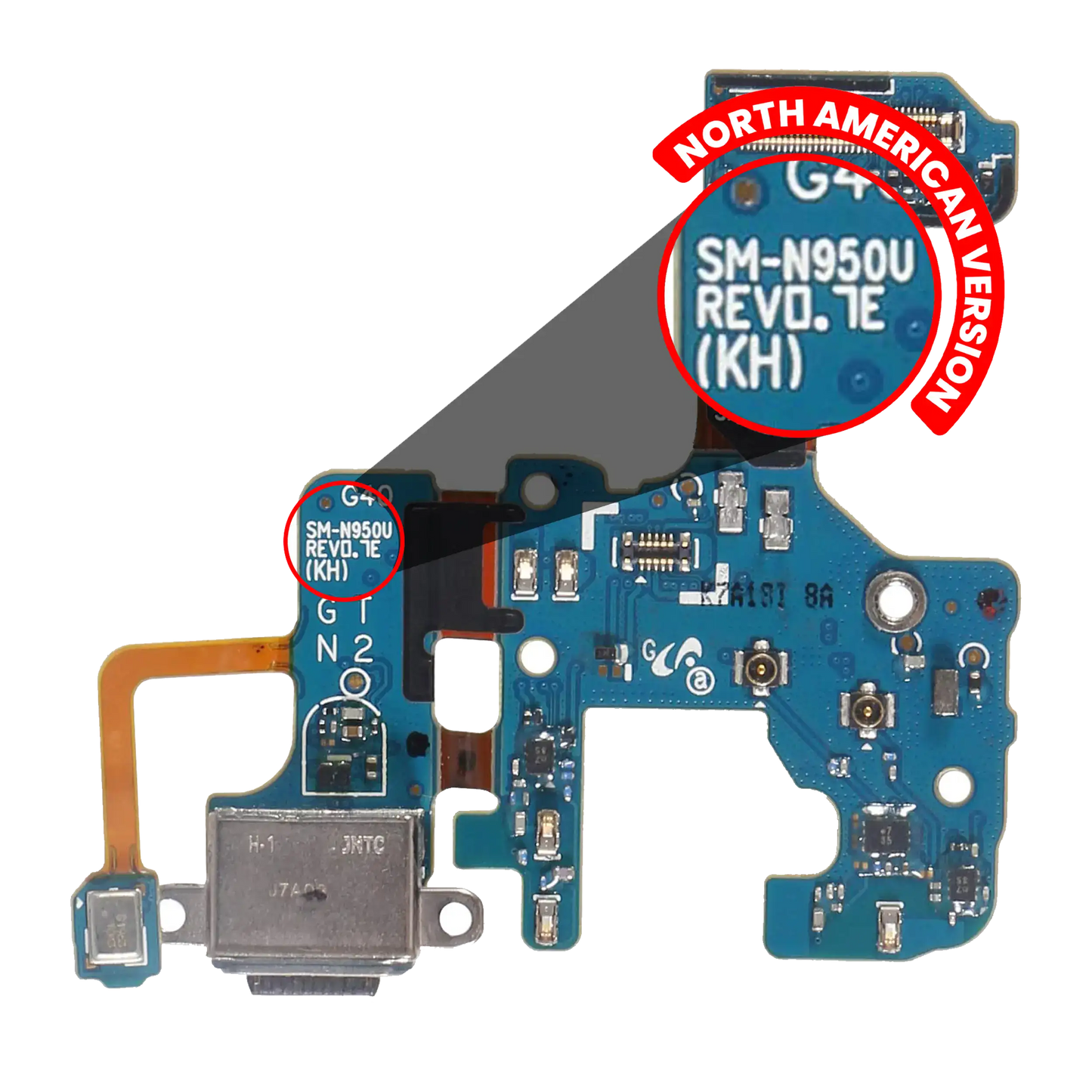 Charging Port With Flex Cable For Samsung Galaxy Note 8 (N950U) (North America Version) (Service Pack)