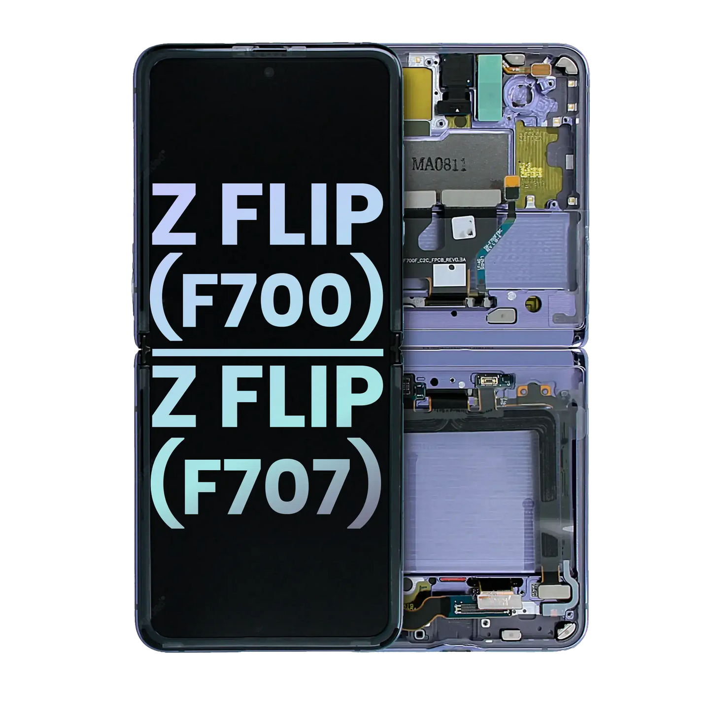 Inner OLED Assembly With Frame For Samsung Galaxy Z Flip 5G (F707) (Service Pack) (Mirror Purple) - Main View