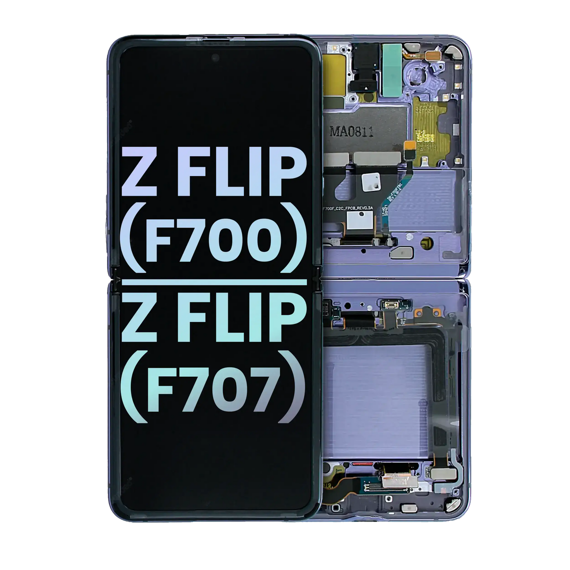 Inner OLED Assembly With Frame For Samsung Galaxy Z Flip 5G (F707) (Service Pack) (Mirror Purple) - Main View