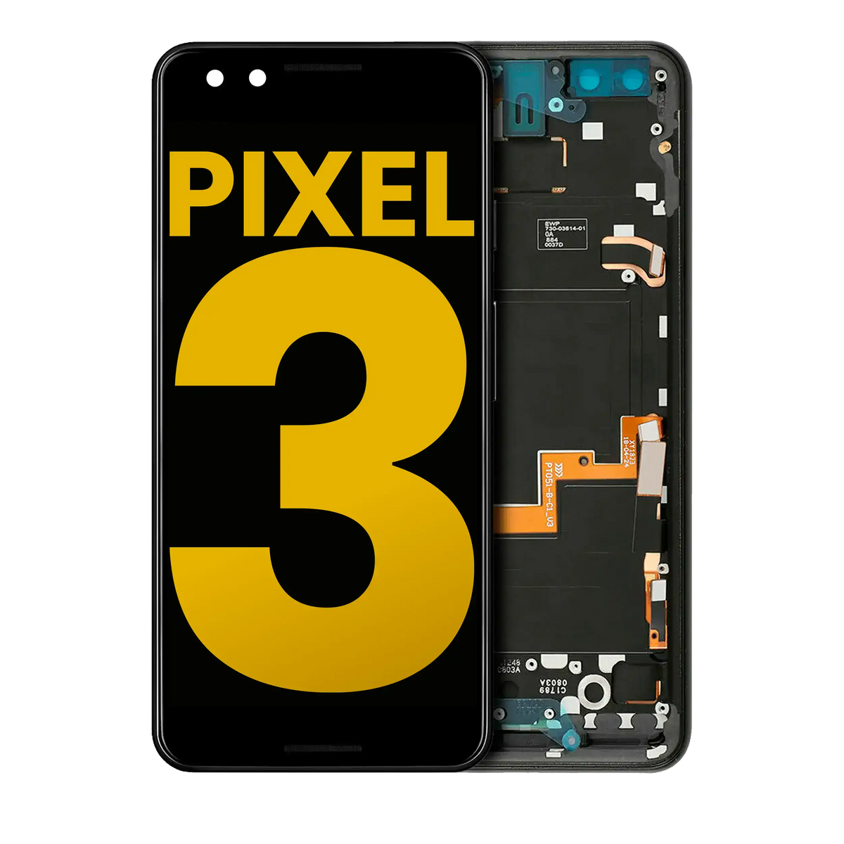 OLED Assembly With Frame For Google Pixel 3 (Refurbished) (Just Black) - replacement part product view