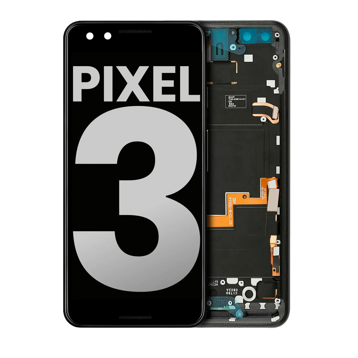 OLED Assembly With Frame For Google Pixel 3 (Used OEM Pull: Grade B/C) (Just Black) - replacement part product view