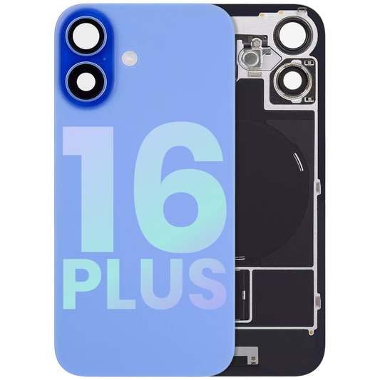 Back Glass w/ MagSafe Magnet & NFC & Flashlight Flex For iPhone 16 Plus (Service Pack) (Ultramarine)