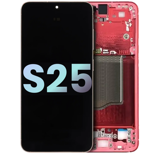 OLED Assembly With Frame For Samsung Galaxy S25 5G (US & International) (Service Pack) (Coral Red)