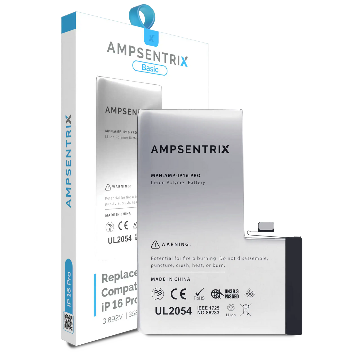 Replacement Battery For iPhone 16 Pro (AmpSentrix Basic) — product photo 1