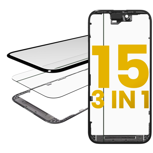 3 in 1 (Glass With OCA Pre-Installed + Frame) For iPhone 15 (OCA Master)