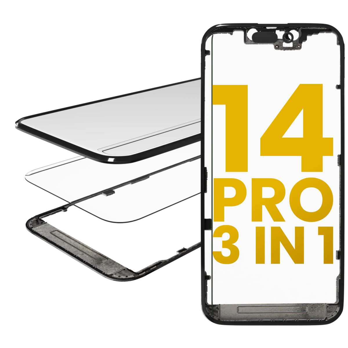 3 in 1 (Glass With OCA Pre-Installed + Frame) For iPhone 14 Pro (OCA Master)