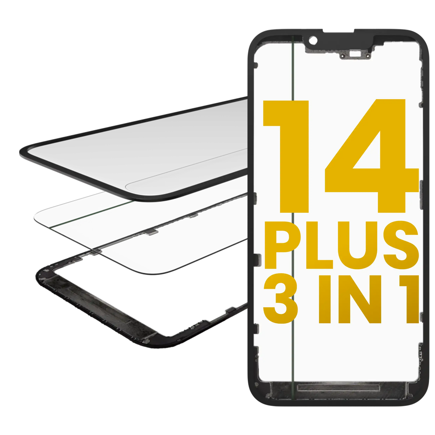 3 in 1 (Glass With OCA Pre-Installed + Frame) For iPhone 14 Plus (OCA Master)