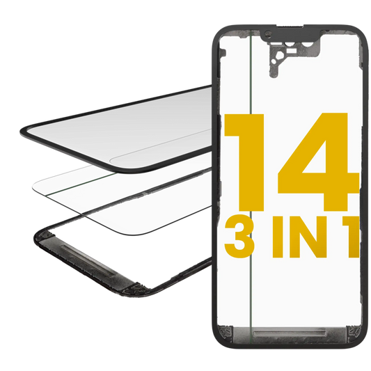 3 in 1 (Glass With OCA Pre-Installed + Frame) For iPhone 14 (OCA Master)