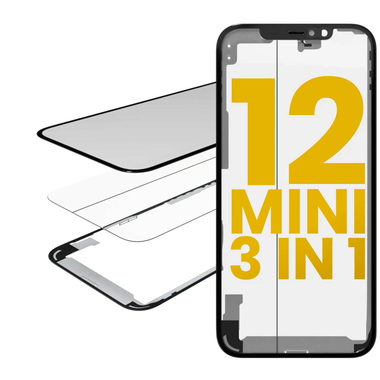 3 in 1 (Glass With OCA Pre-Installed + Frame) For iPhone 12 Mini (OCA Master)
