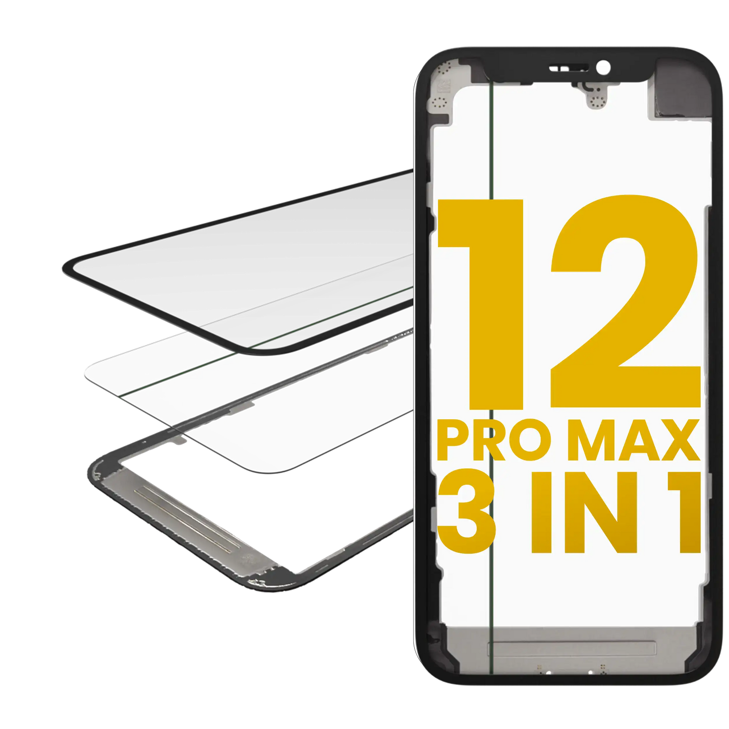 3 in 1 (Glass With OCA Pre-Installed + Frame) For iPhone 12 Pro Max (OCA Master)
