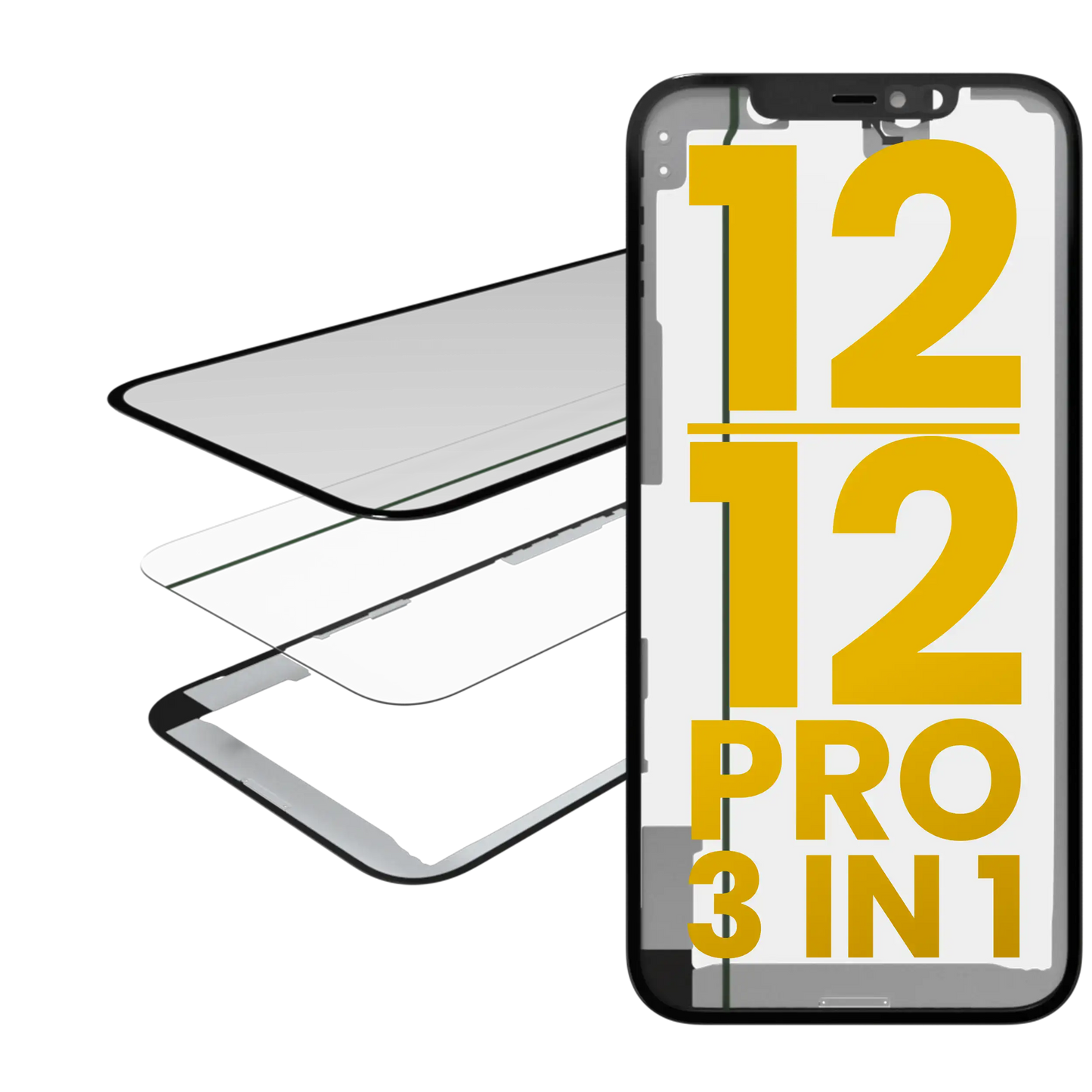 3 in 1 (Glass With OCA Pre-Installed + Frame) For iPhone 12 / 12 Pro (OCA Master)