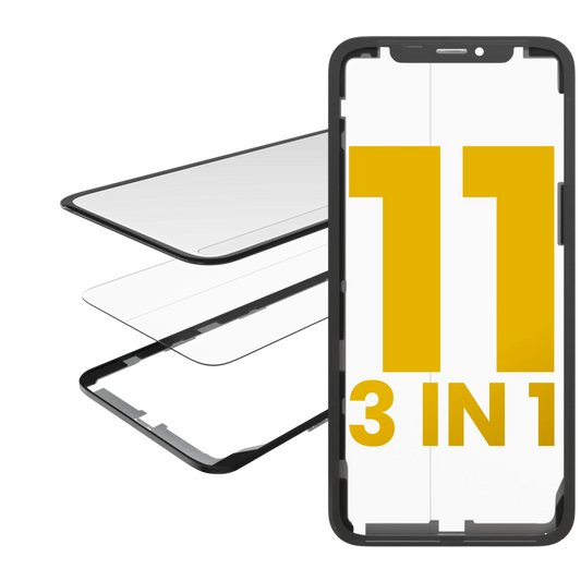 3 in 1 (Glass With OCA Pre-Installed + Frame) For iPhone 11 (OCA Master) (2 Pack)