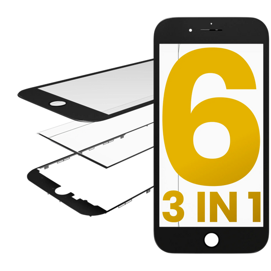 Glass With Frame & OCA Pre-Installed For iPhone 6 (Black) (Premium / 3 in 1) (2 Pack)