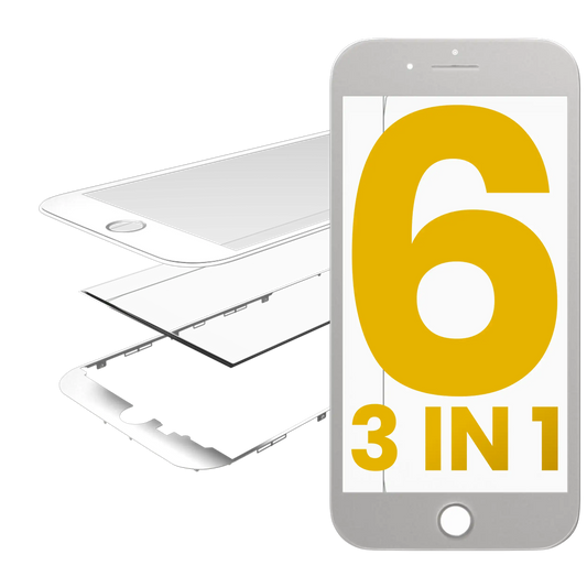 3 in 1 (Front Glass + Frame + OCA Pre-Installed) For iPhone 6 (White) (2 Pack)