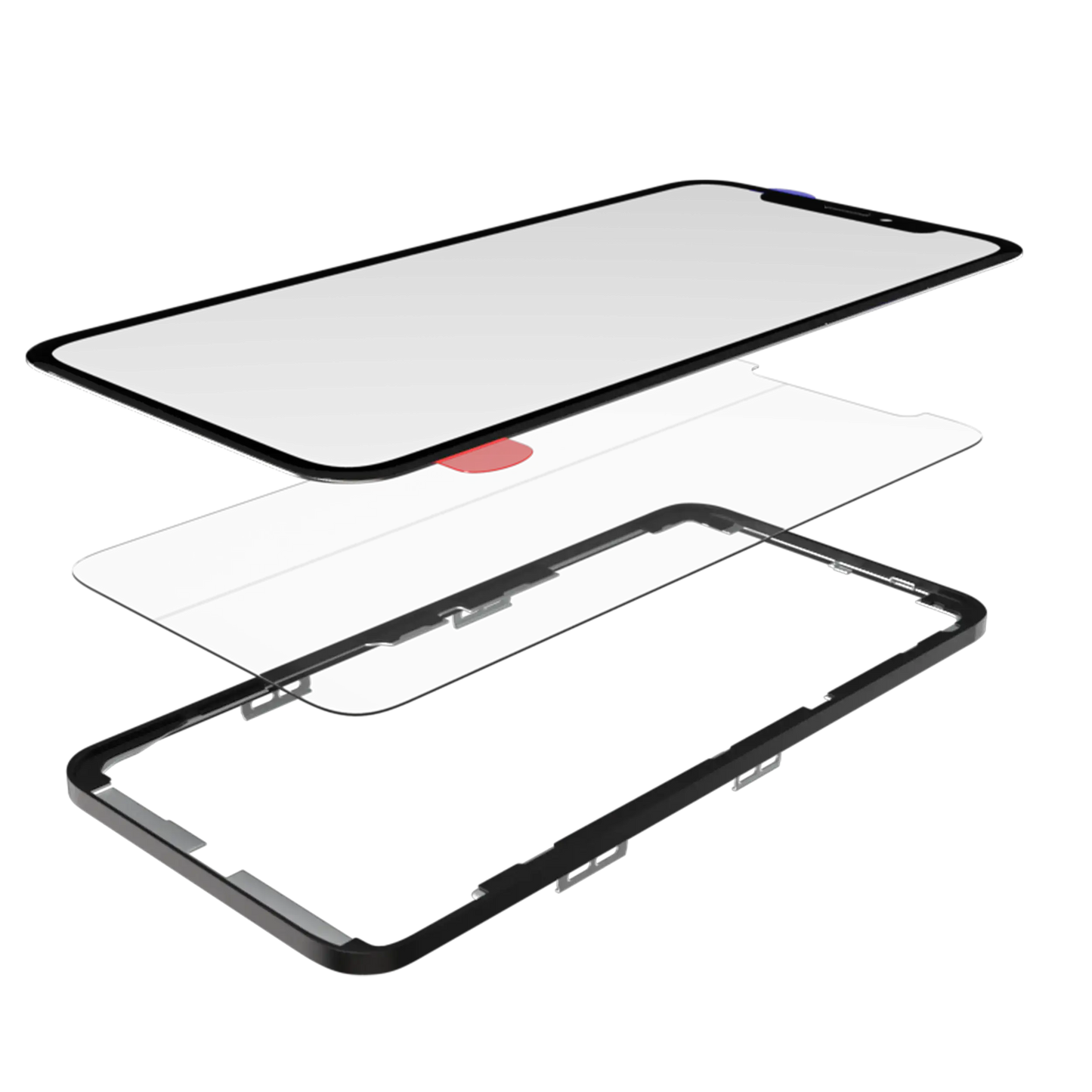 Glass With Frame & OCA Pre-Installed For iPhone X (Frame With Glue) (Premium / 3 in 1) (2 Pack)
