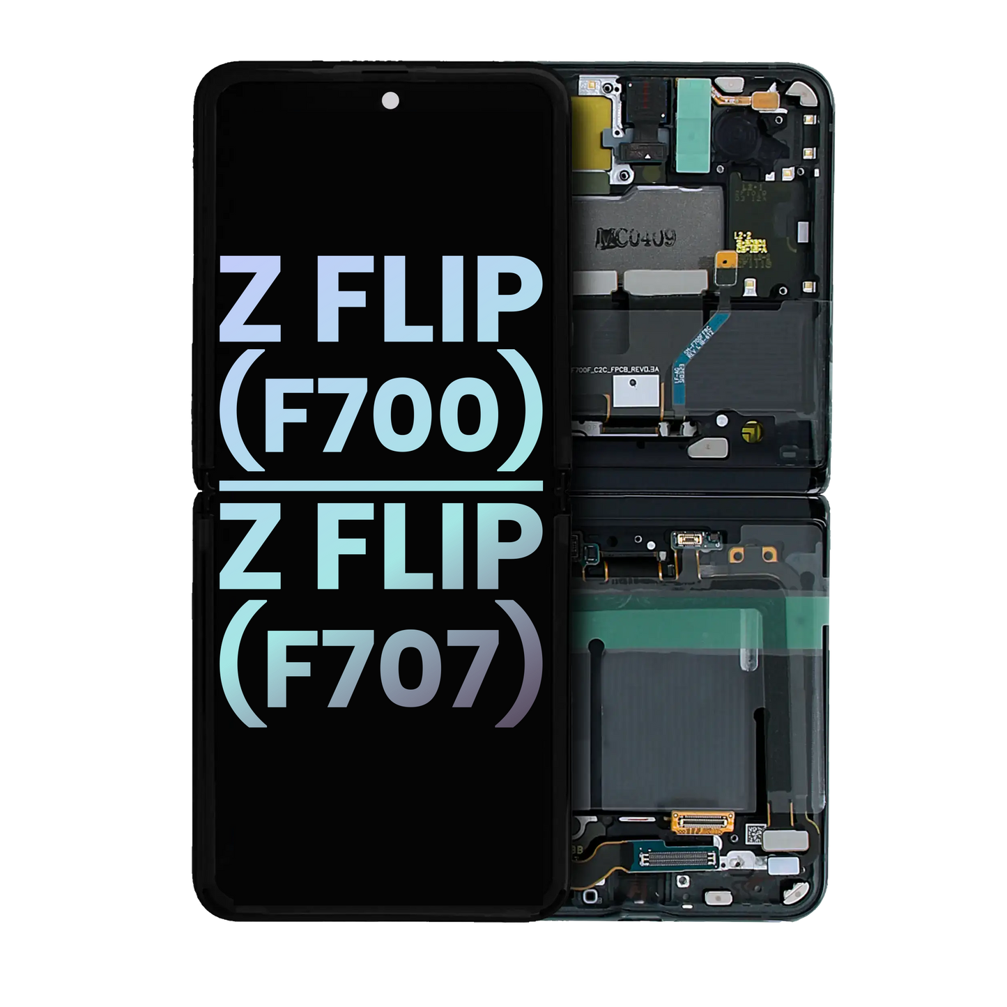 Inner OLED Assembly With Frame For Samsung Galaxy Z Flip 4G (F700) (Service Pack) (Mirror Black) - Main View | Tech Drip Canada