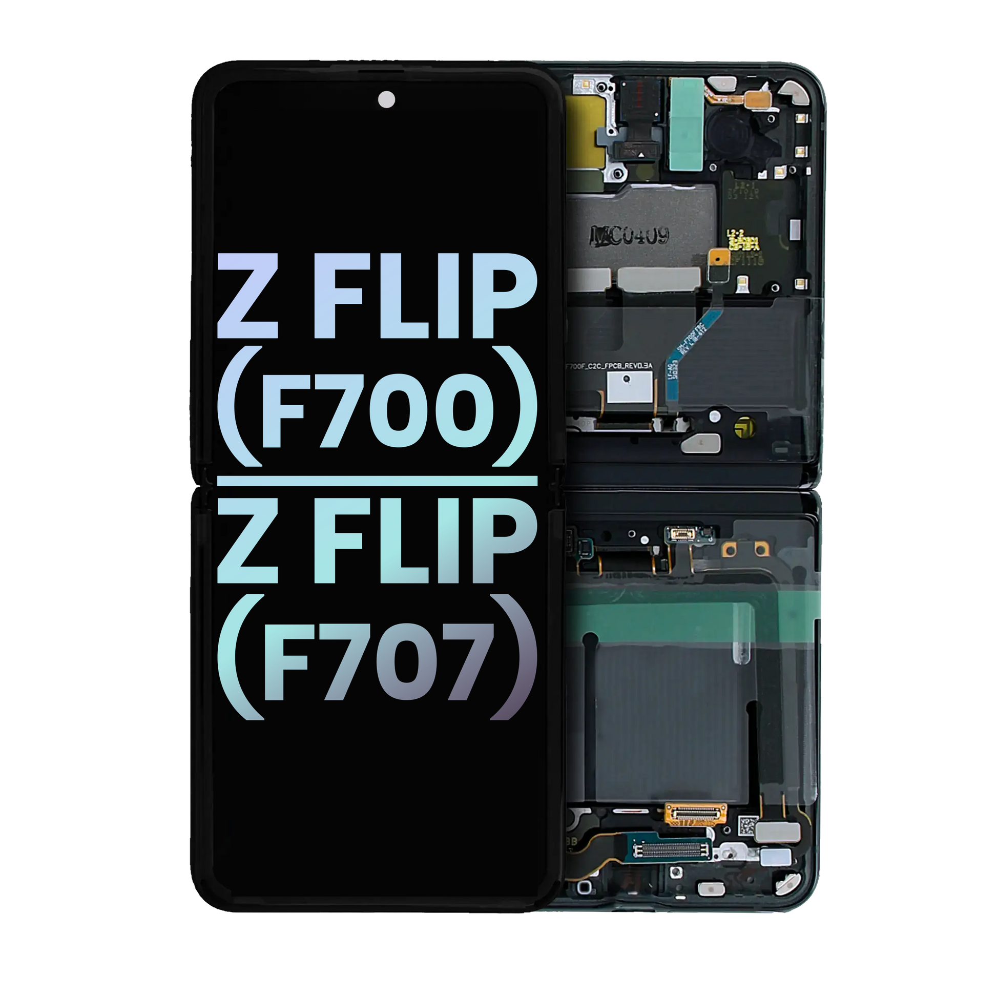 Inner OLED Assembly With Frame For Samsung Galaxy Z Flip 4G (F700) (Service Pack) (Mirror Black) - Main View | Tech Drip Canada