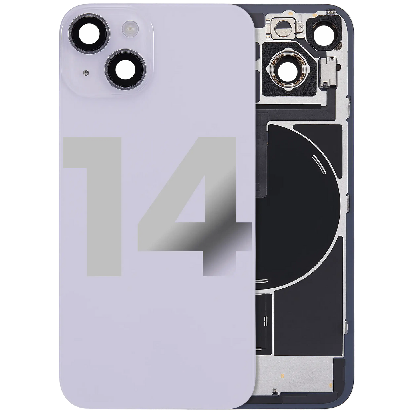 Back Glass w/ MagSafe Magnet & NFC & Flashlight Flex For iPhone 14 (Used OEM Pull: Grade B) (Purple)