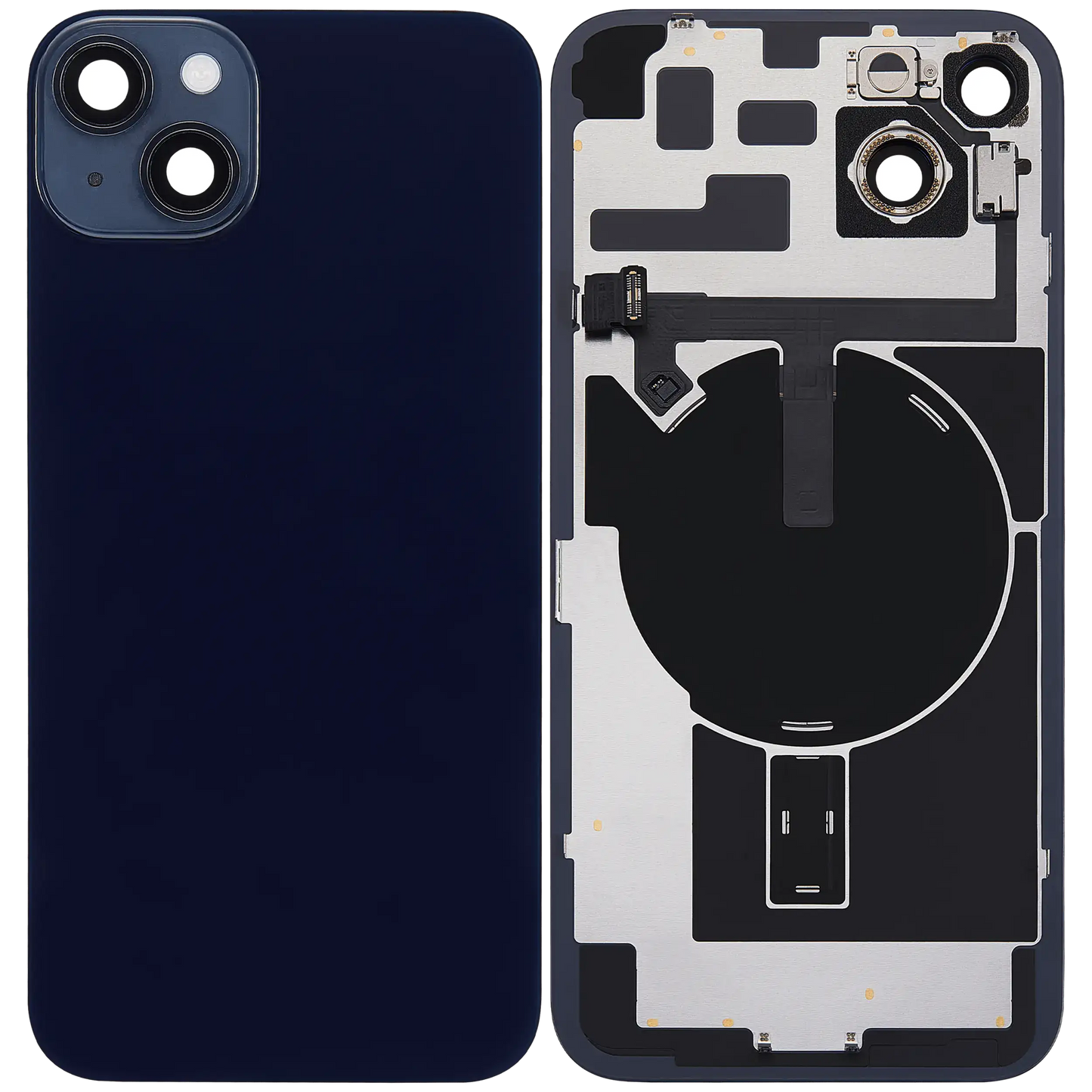 Back Glass w/ MagSafe Magnet & NFC & Flashlight Flex For iPhone 14 Plus (Used OEM Pull: Grade B) (Midnight)
