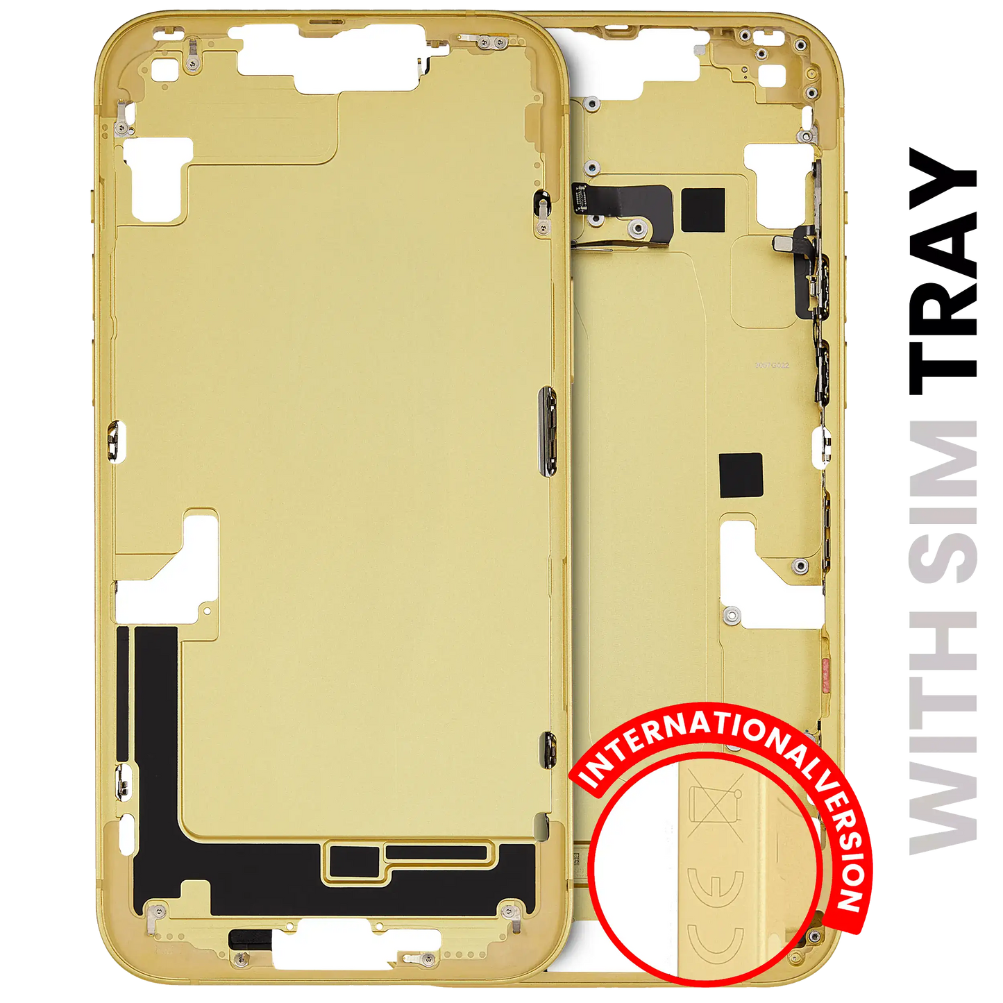 Mid-Frame Housing W/ Small Parts For iPhone 14 Plus (EU / Global Version) (Used OEM Pull: Grade A) (Yellow)