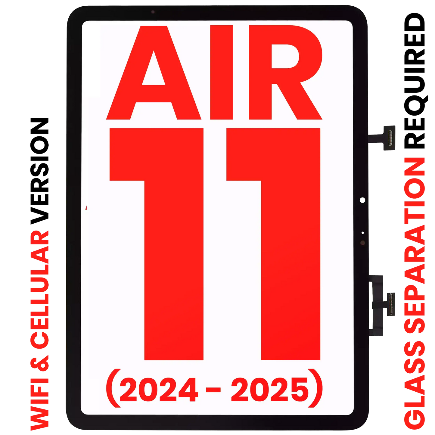 Digitizer For iPad Air 11" (2024) / Air 11" (2025) (Glass Separation Required) (WiFi / Cellular) (Aftermarket Plus) (Black)