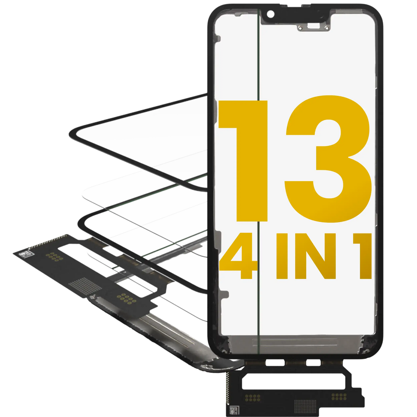4 in 1 Short Flex (Digitizer Touch With Glass + OCA + Frame Pre-installed) For iPhone 13 (OCA Master)