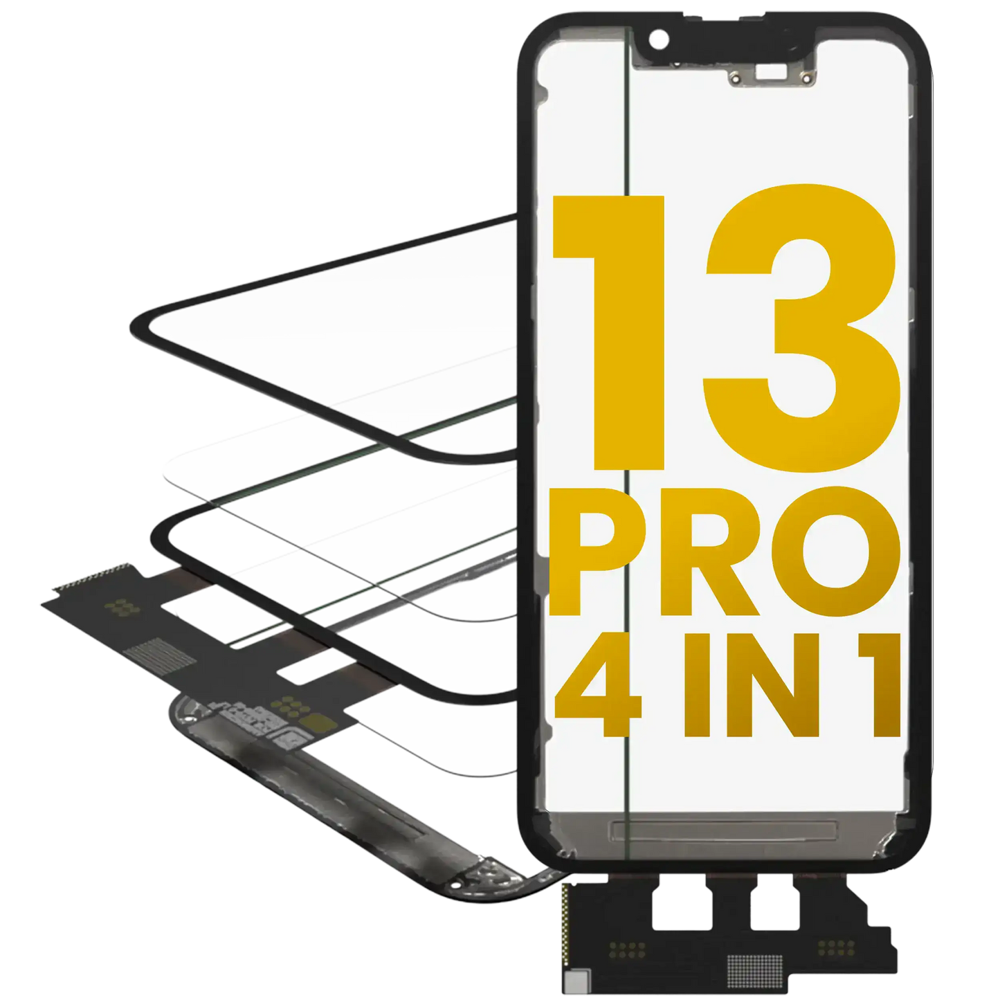 4 in 1 Short Flex (Digitizer Touch With Glass + OCA + Frame Pre-installed) For iPhone 13 Pro (OCA Master)