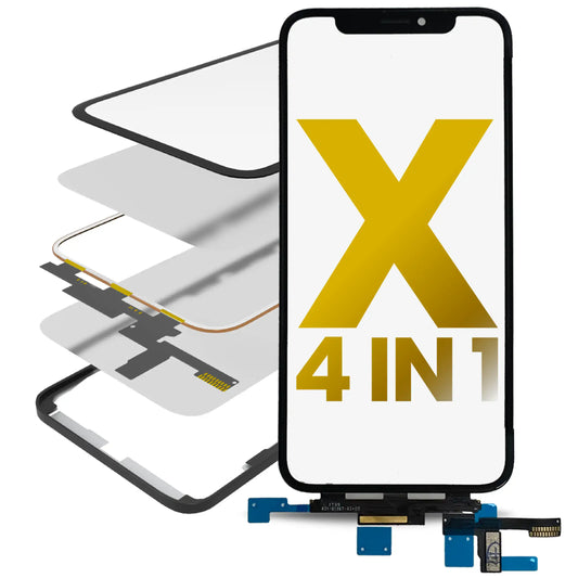 4 in 1 Short Flex (Digitizer Touch With Glass + OCA + Frame Pre-installed) For iPhone X (OCA Master)