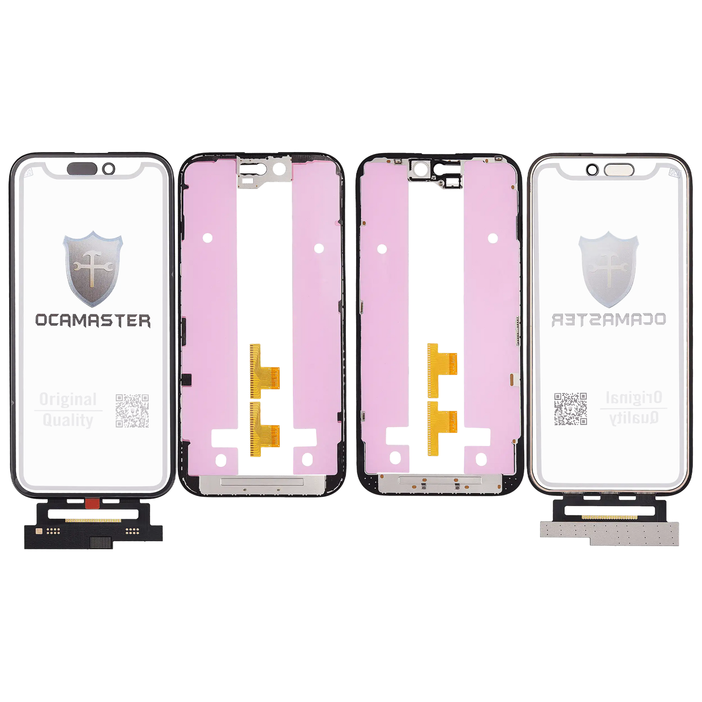 4 in 1 Short Flex (Digitizer Touch With Glass + OCA + Frame Pre-installed) For iPhone 15 (OCA Master)